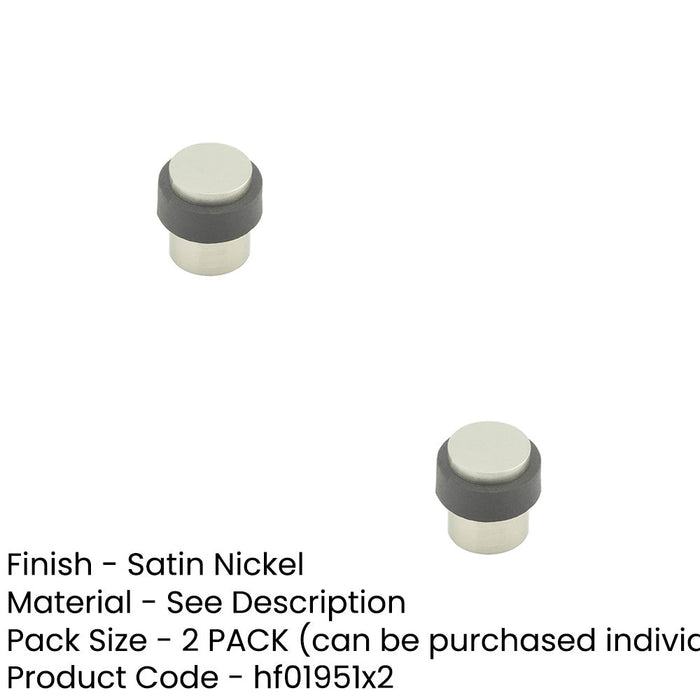 PACK Sleek Cylinder Floor Mounted Door Stop Satin Nickel 36x28mm Protection Rubber Stopper Protector (1)-1