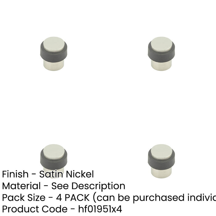 PACK Sleek Cylinder Floor Mounted Door Stop Satin Nickel 36x28mm Protection Rubber Stopper Protector-1