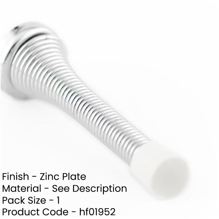 Durable Wall Mounted Spring Door Stop 75mm with Zinc Plate Finish Rubber Stopper Protector-1