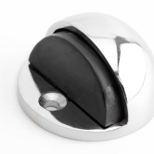 Premium Oval Floor Mounted Door Stop Polished Chrome 46x26mm Rubber Stopper Protector