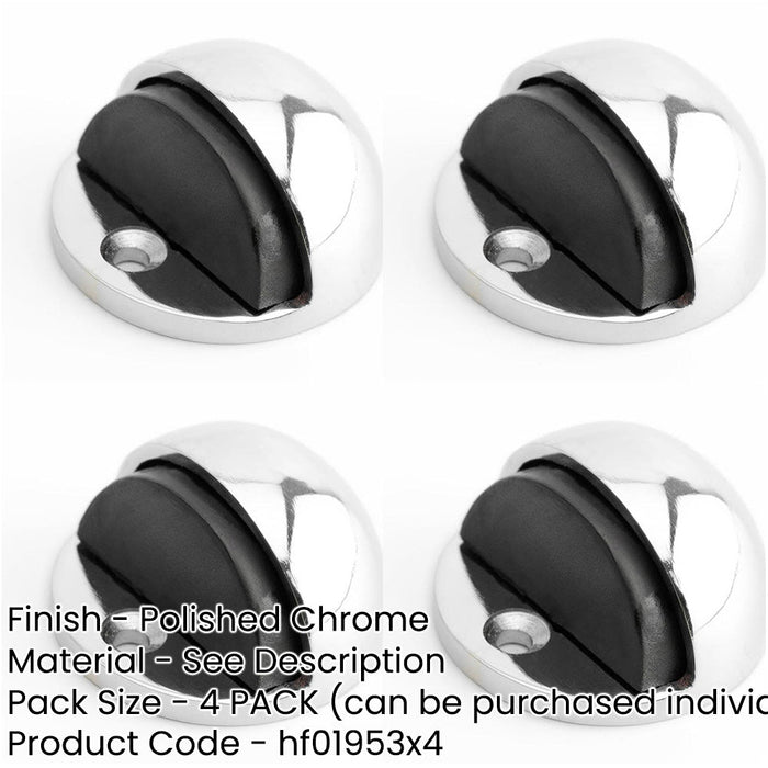 PACK Premium Oval Floor Mounted Door Stop Polished Chrome 46x26mm Rubber Stopper Protector-1