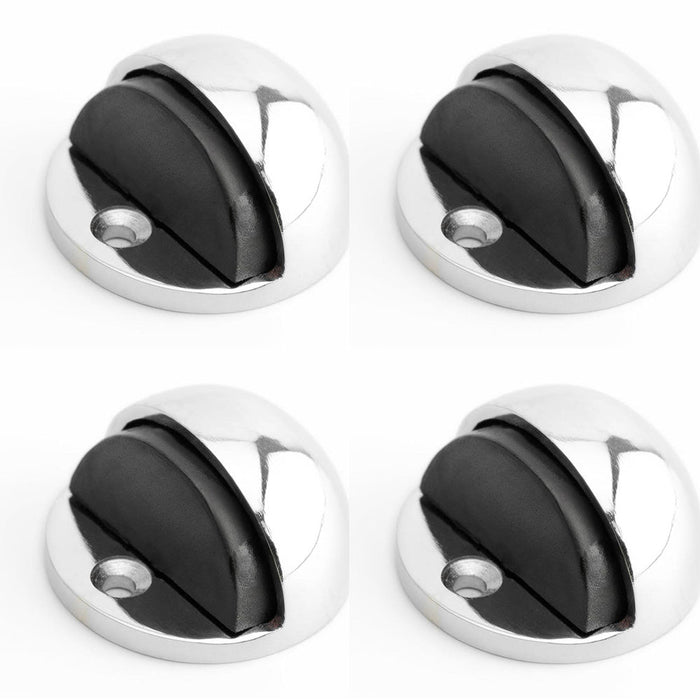 PACK Premium Oval Floor Mounted Door Stop Polished Chrome 46x26mm Rubber Stopper Protector