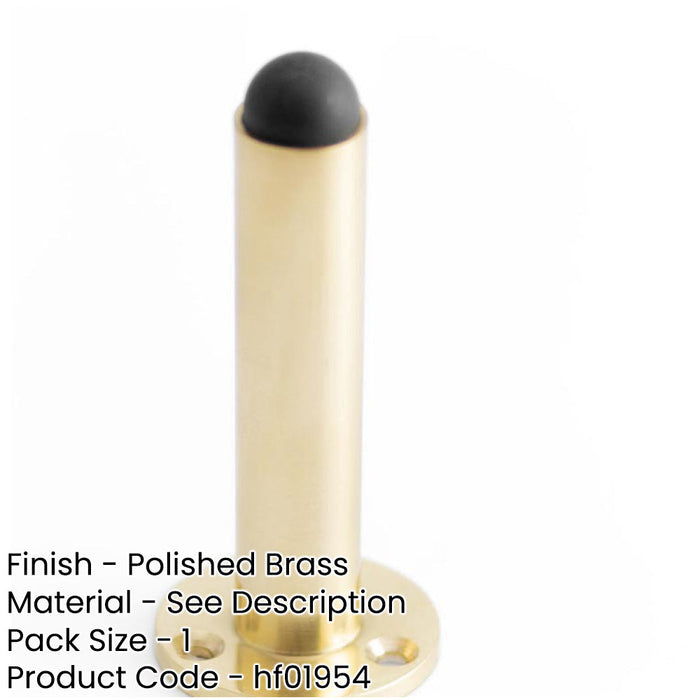Stylish Cylinder Wall Mounted Door Stop with Polished Brass Finish Rubber Stopper Protector-1