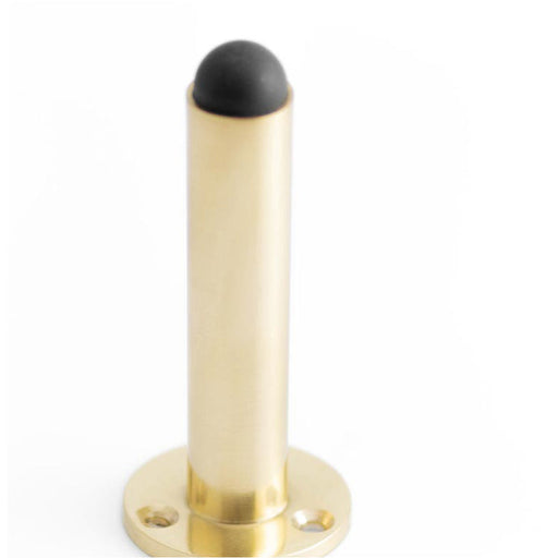 Stylish Cylinder Wall Mounted Door Stop with Polished Brass Finish Rubber Stopper Protector