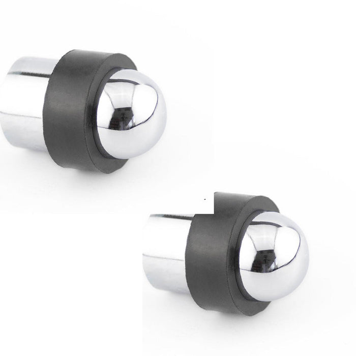 PACK Dome Topped Floor Mounted Door Stop Polished Chrome 48x28mm Rubber Stopper Protector (1)