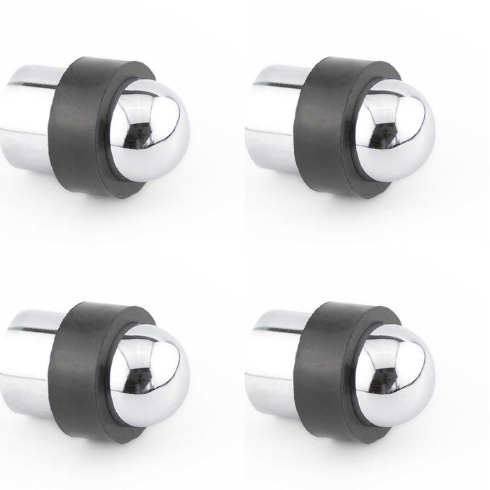 PACK Dome Topped Floor Mounted Door Stop Polished Chrome 48x28mm Rubber Stopper Protector