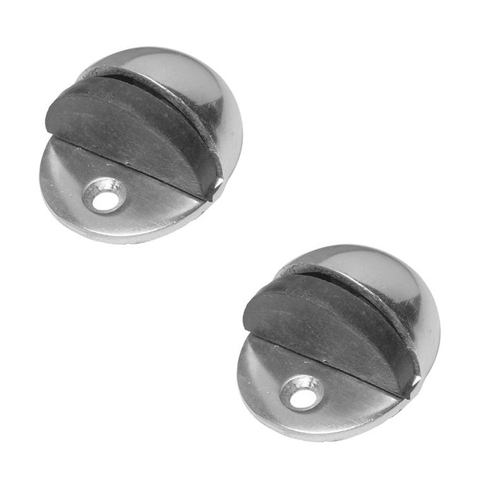 PACK Premium Satin Anodised Aluminium Floor Mounted Door Stops 50x40mm Rubber Stopper Protector (1)