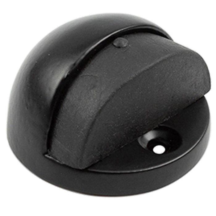 Black Oval Floor Mounted Door Stop 46x26mm Rubber Stopper Protector