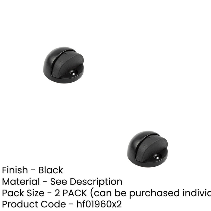 PACK Black Oval Floor Mounted Door Stop 46x26mm Rubber Stopper Protector (1)-1