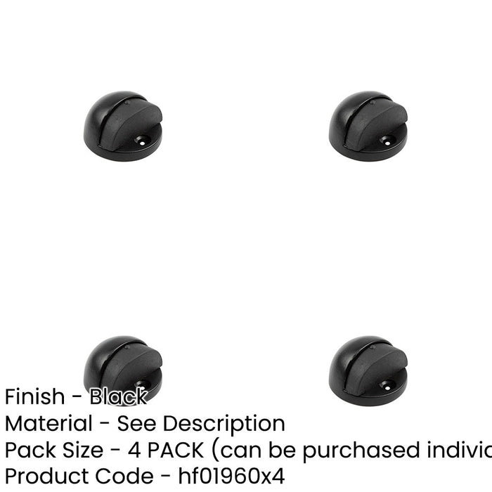 PACK Black Oval Floor Mounted Door Stop 46x26mm Rubber Stopper Protector-1
