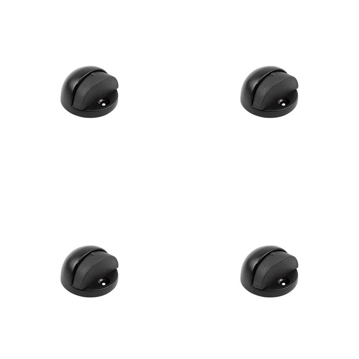 PACK Black Oval Floor Mounted Door Stop 46x26mm Rubber Stopper Protector