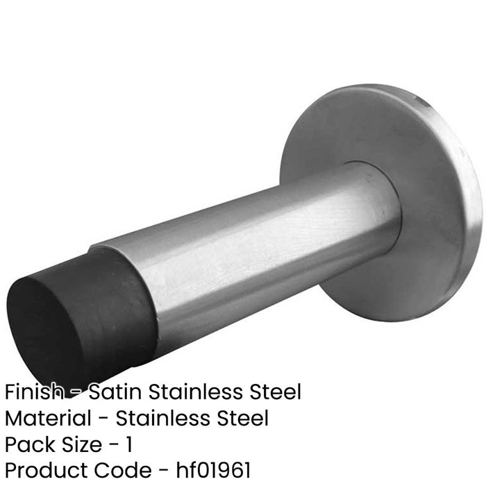 Premium Satin Stainless Steel Wall Mounted Door Stops 80x48mm Rubber Stopper Protector-1