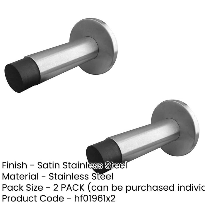PACK Premium Satin Stainless Steel Wall Mounted Door Stops 80x48mm Rubber Stopper Protector (1)-1