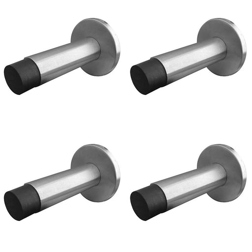 PACK Premium Satin Stainless Steel Wall Mounted Door Stops 80x48mm Rubber Stopper Protector