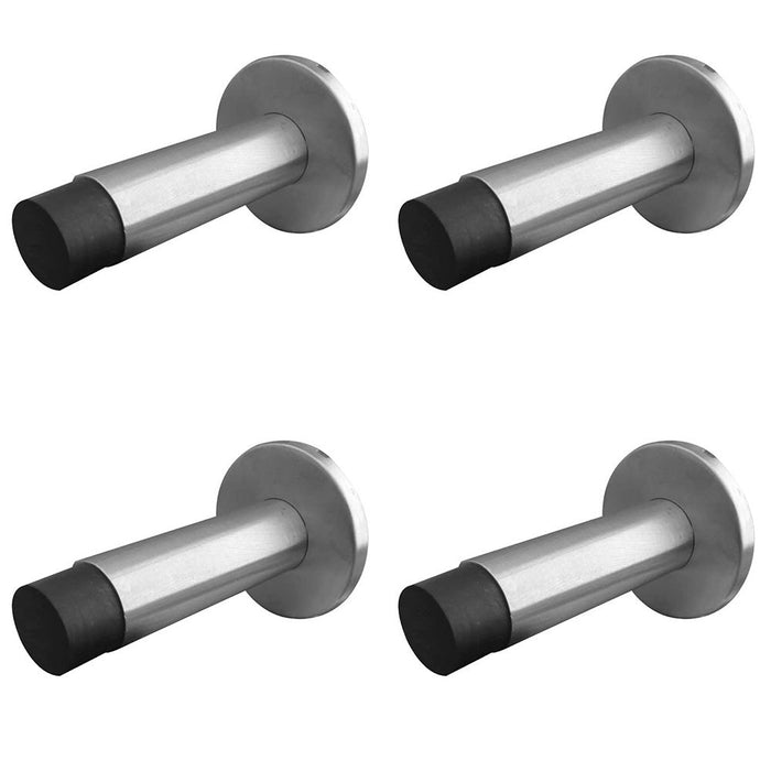 PACK Premium Satin Stainless Steel Wall Mounted Door Stops 80x48mm Rubber Stopper Protector