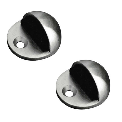 PACK Elegant 50mm Satin Stainless Steel Door Stops Modern Interiors Rubber Stopper Protector (1)