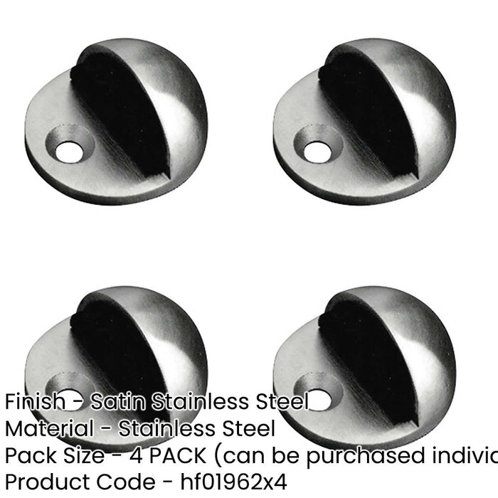 PACK Elegant 50mm Satin Stainless Steel Door Stops Modern Interiors Rubber Stopper Protector-1