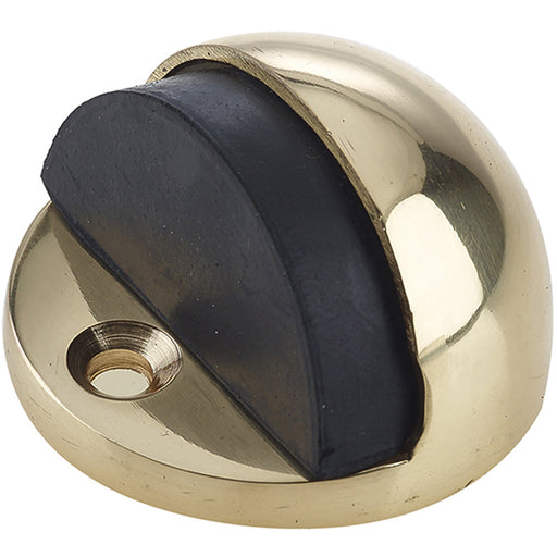 Premium Oval Floor Mounted Door Stop Polished Brass 46x26mm Rubber Stopper Protector