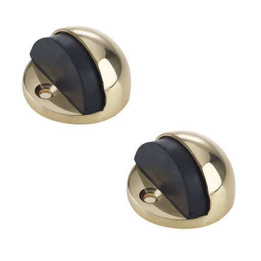 PACK Premium Oval Floor Mounted Door Stop Polished Brass 46x26mm Rubber Stopper Protector (1)