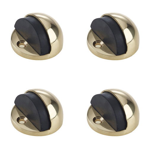 PACK Premium Oval Floor Mounted Door Stop Polished Brass 46x26mm Rubber Stopper Protector