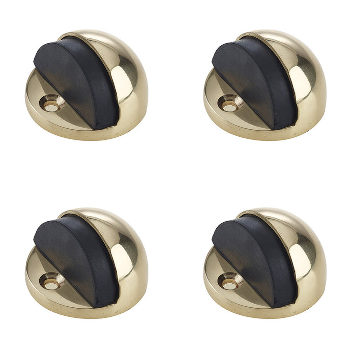 PACK Premium Oval Floor Mounted Door Stop Polished Brass 46x26mm Rubber Stopper Protector