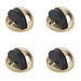 PACK Premium Oval Floor Mounted Door Stop Polished Brass 46x26mm Rubber Stopper Protector