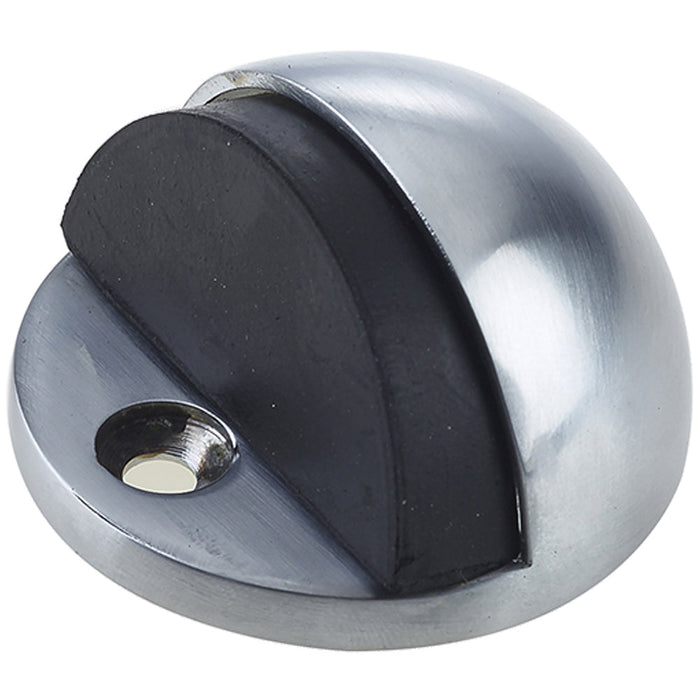 Satin Chrome Oval Floor Mounted Door Stop Wall Protection Rubber Stopper Protector