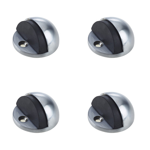 PACK Satin Chrome Oval Floor Mounted Door Stop Wall Protection Rubber Stopper Protector