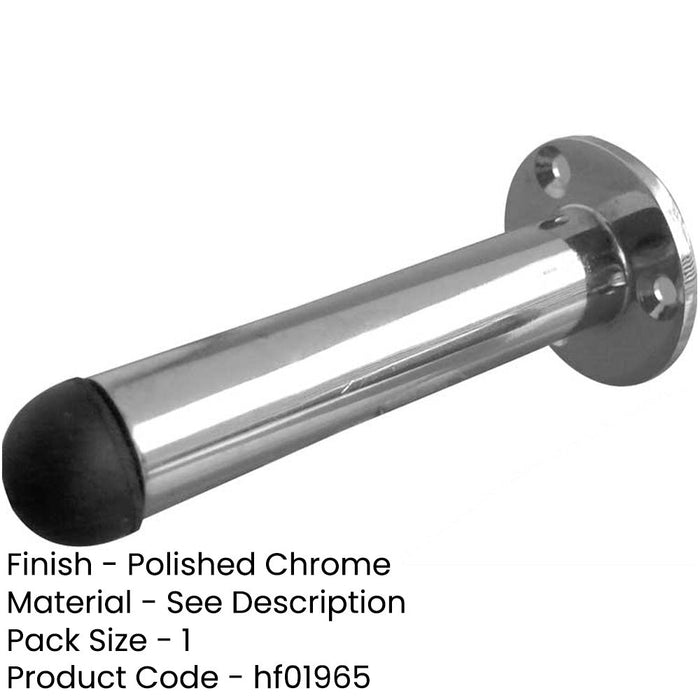 Sleek Cylinder Wall Mounted Door Stop with Polished Chrome Finish 65mm Rubber Stopper Protector-1