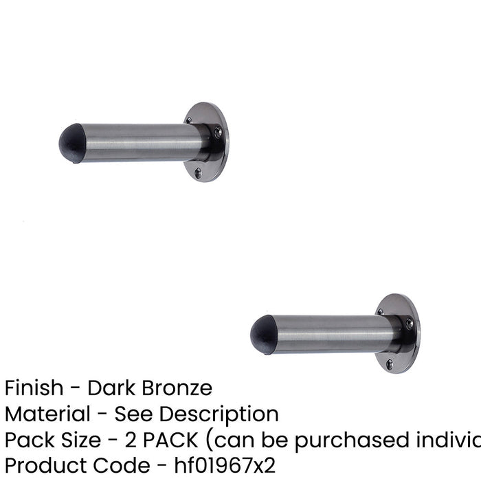 PACK Stylish Dark Bronze Cylinder Wall Mounted Door Stop Home Decor Rubber Stopper Protector (1)-1