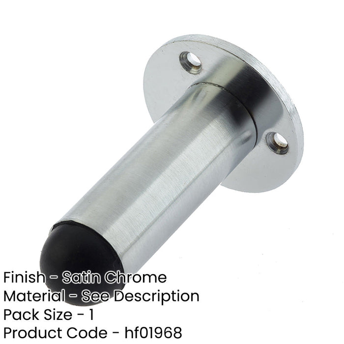 Satin Chrome Cylinder Wall Mounted Door Stop Easy Installation Rubber Stopper Protector-1