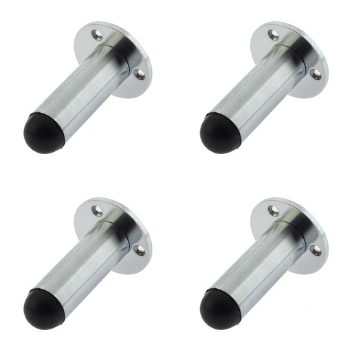 PACK Satin Chrome Cylinder Wall Mounted Door Stop Easy Installation Rubber Stopper Protector