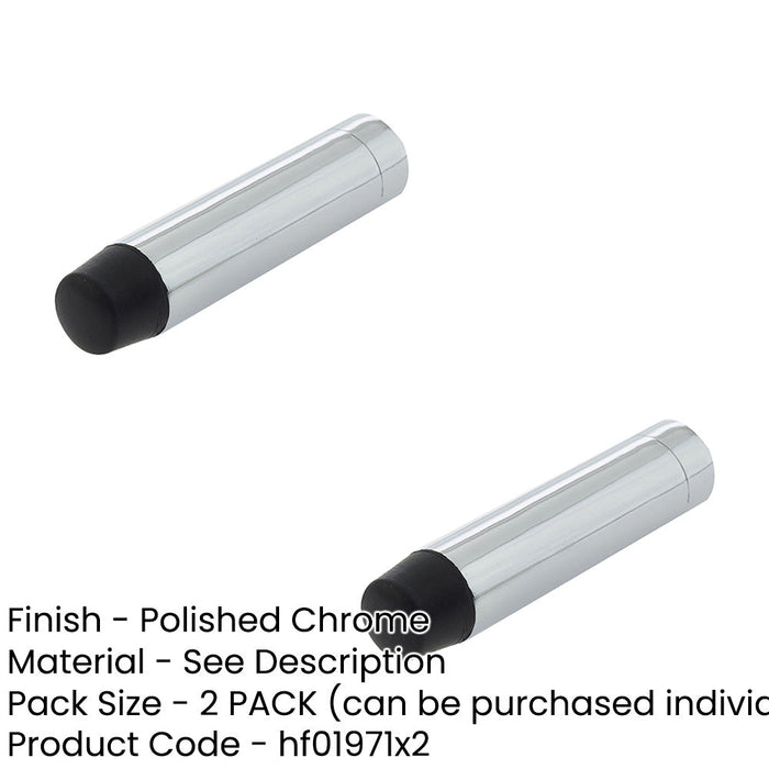 PACK Elegant Cylinder Wall Mounted Door Stop Polished Chrome 102mm Rubber Stopper Protector (1)-1