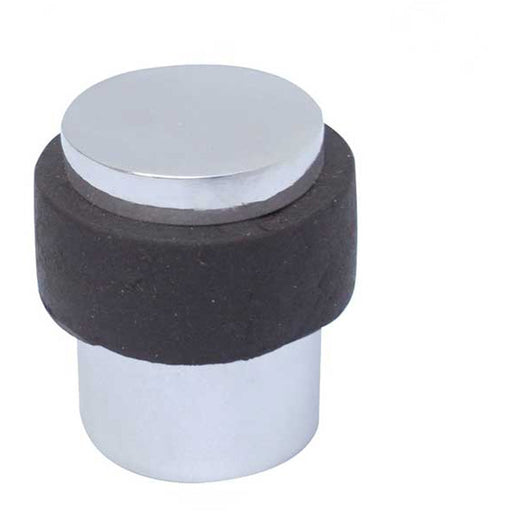 Premium Cylinder Floor Mounted Door Stop Polished Chrome 36x28mm Rubber Stopper Protector