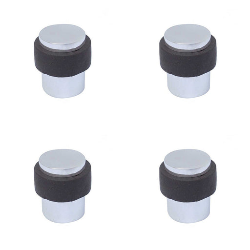 PACK Premium Cylinder Floor Mounted Door Stop Polished Chrome 36x28mm Rubber Stopper Protector