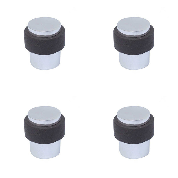 PACK Premium Cylinder Floor Mounted Door Stop Polished Chrome 36x28mm Rubber Stopper Protector