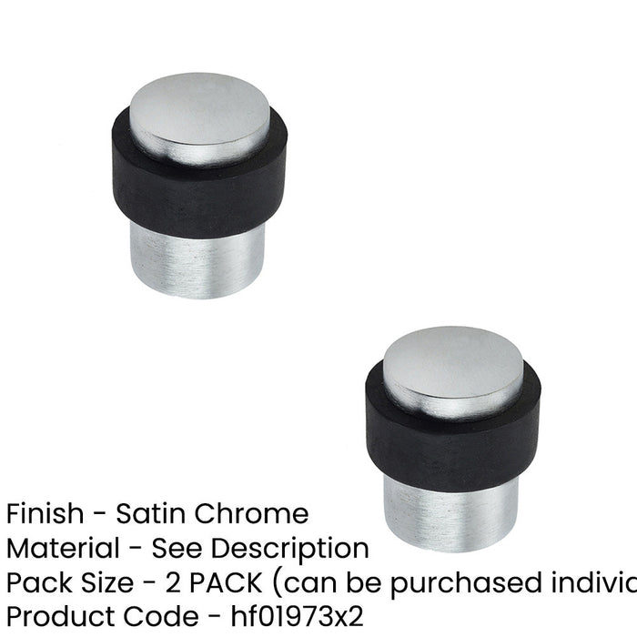 PACK Premium Cylinder Floor Mounted Door Stop Satin Chrome 36x28mm Design Rubber Stopper Protector (1)-1