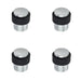 PACK Premium Cylinder Floor Mounted Door Stop Satin Chrome 36x28mm Design Rubber Stopper Protector
