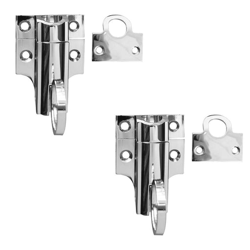 PACK Polished Chrome Fanlight Catch 45x45mm with 63mm Reach Modern Interiors