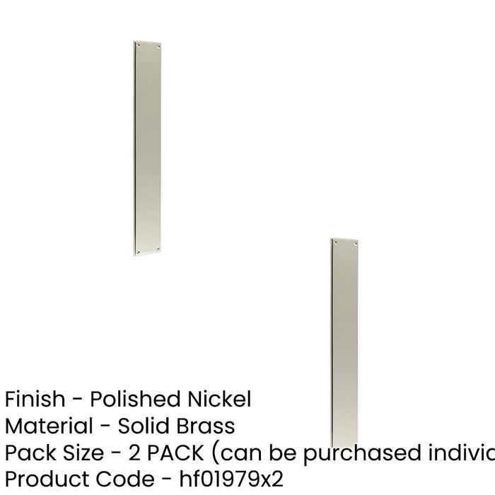 PACK Elegant Polished Nickel Finger Plate 450x75mm Doors Solid Brass Door Push Protector (1)-1