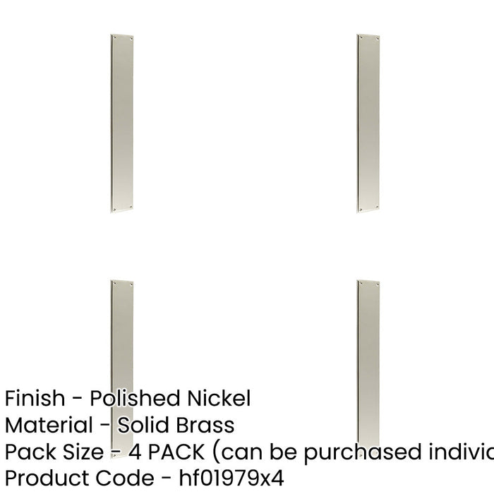 PACK Elegant Polished Nickel Finger Plate 450x75mm Doors Solid Brass Door Push Protector-1