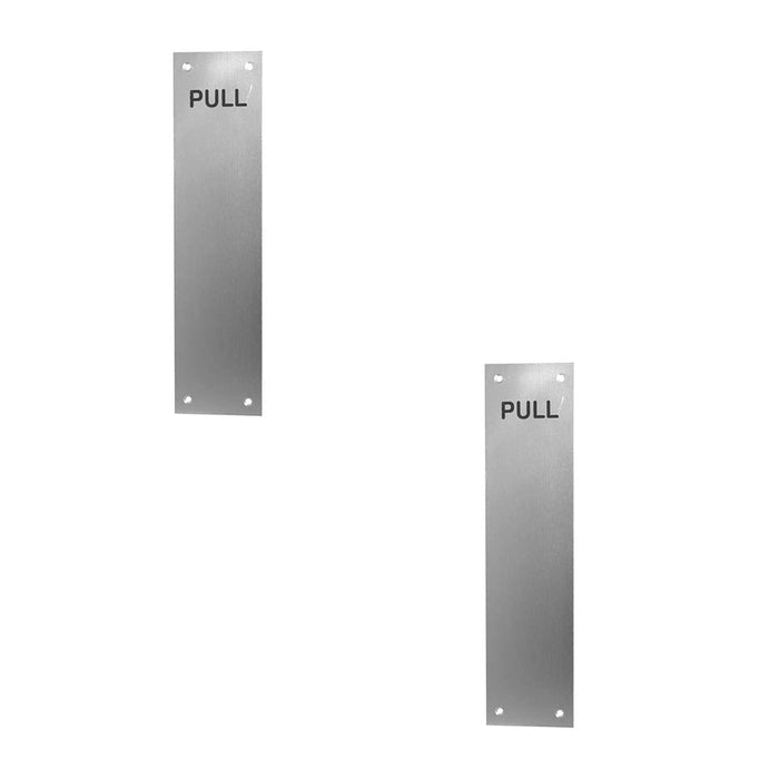 PACK Premium Engraved Fingerplates 'Pull' Satin Anodised Aluminium 305x75mm Door Protector Plate (1)