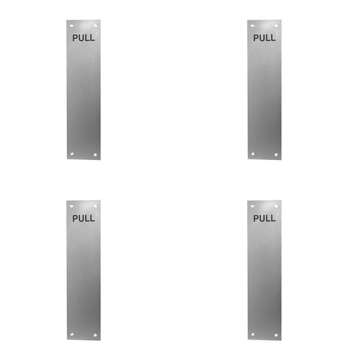 PACK Premium Engraved Fingerplates 'Pull' Satin Anodised Aluminium 305x75mm Door Protector Plate