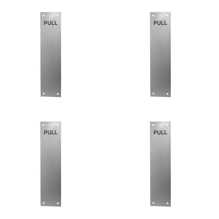 PACK Premium Engraved Fingerplates 'Pull' Satin Anodised Aluminium 305x75mm Door Protector Plate