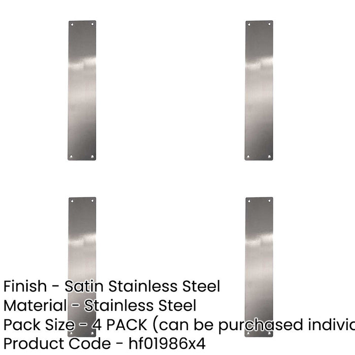 PACK Durable Stainless Steel Finger Plates 305x75mm Modern Interiors Door Protector Plate-1