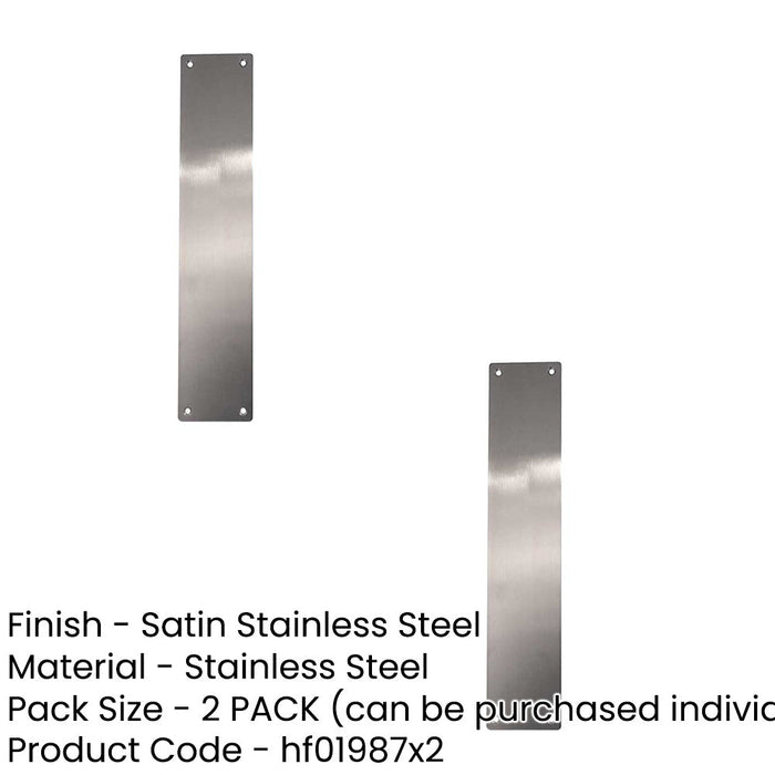 PACK High-Quality Satin Stainless Steel Finger Plates 350x75mm Durable Protection Door Protector Plate (1)-1