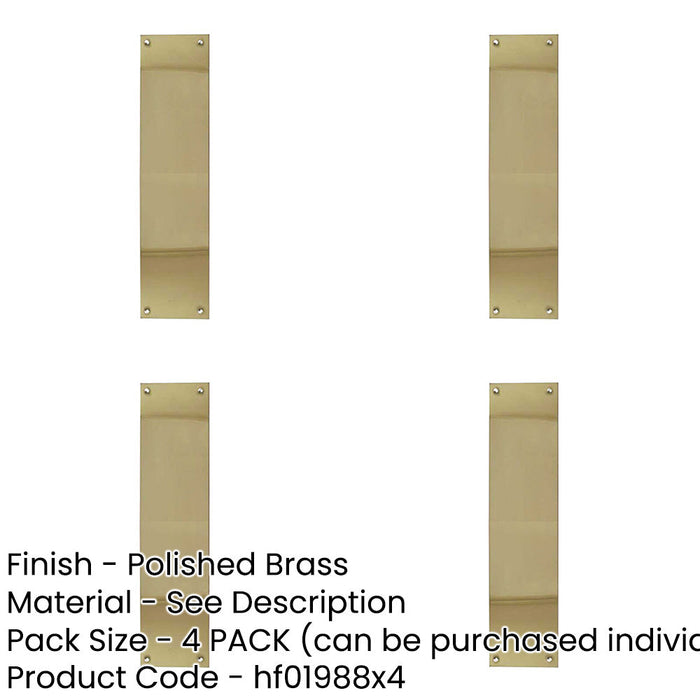 PACK Elegant Polished Brass Fingerplates 305x75mm Door Protection Door Protector Plate-1