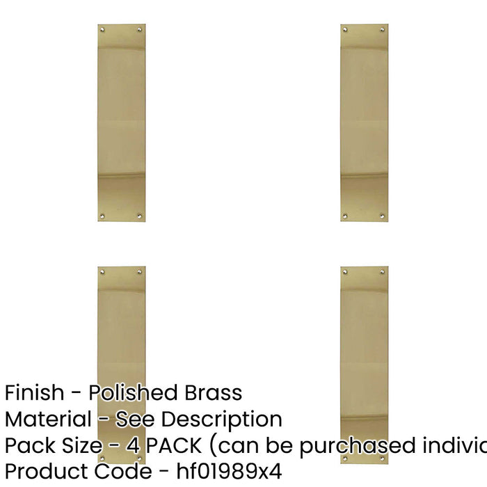 PACK Premium Polished Brass Fingerplates 350x75mm Elegant Door Finishes Door Protector Plate-1