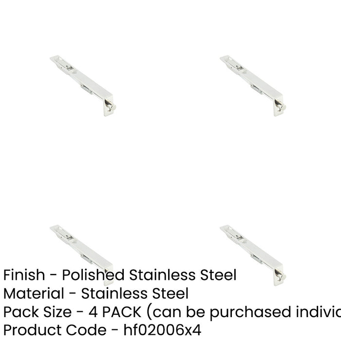 PACK Premium Stainless Steel Lever Action Flushbolts Double Doors 203x20mm Polished Finish-1