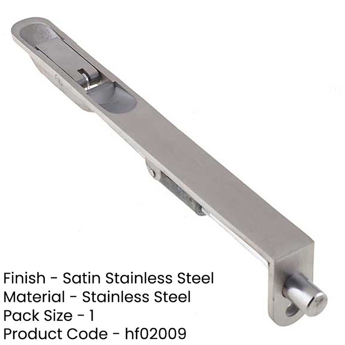 Lever Action Flushbolts with Radiused Forend 203x20mm Satin Stainless Steel-1